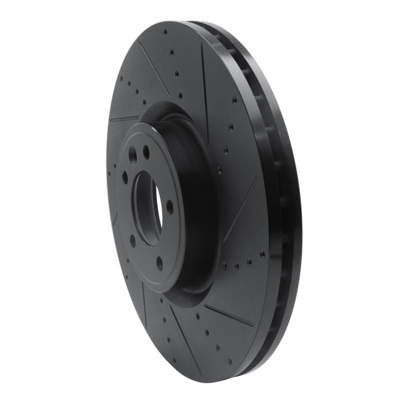 R1 18-25 Land Rover Range Rover Front Right Drilled & Slotted Black Brake Rotor