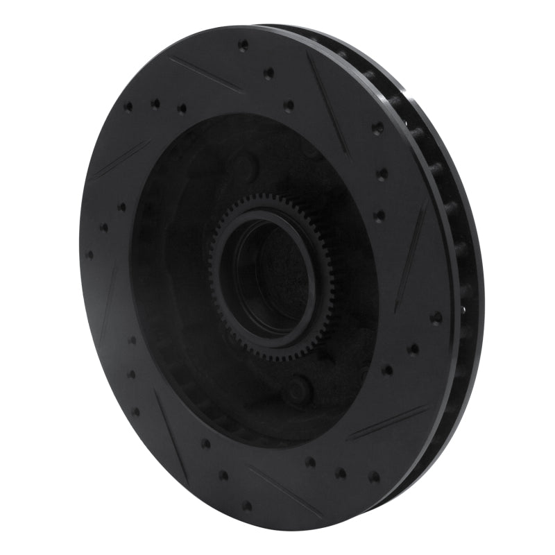 R1 1994-1999 Dodge Ram 2500 Front Left Drilled & Slotted Black Brake Rotor
