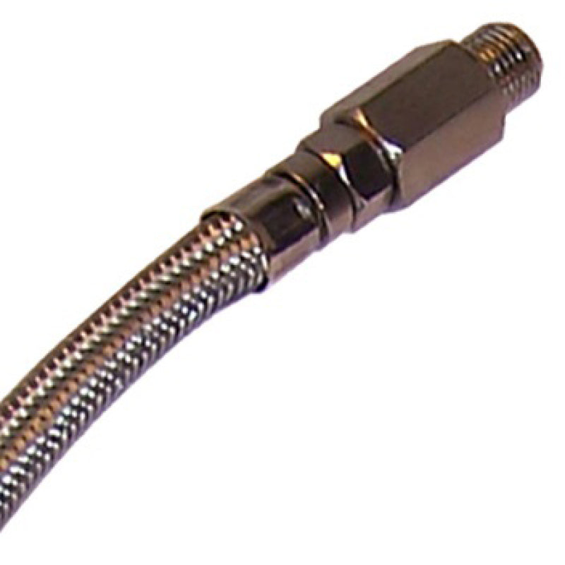 Kleinn 18In Stainless Steel Braided Leader Hose w/ Check Valve-1/8In M NPT Inlet/ 1/4In M NPT Outlet