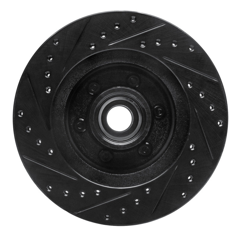 R1 91-96 Dodge Dakota RWD Front Right Drilled & Slotted Black Brake Rotor