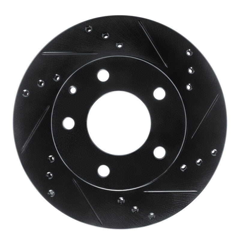 R1 92-93 Mazda MPV Front Right Drilled & Slotted Black Brake Rotor