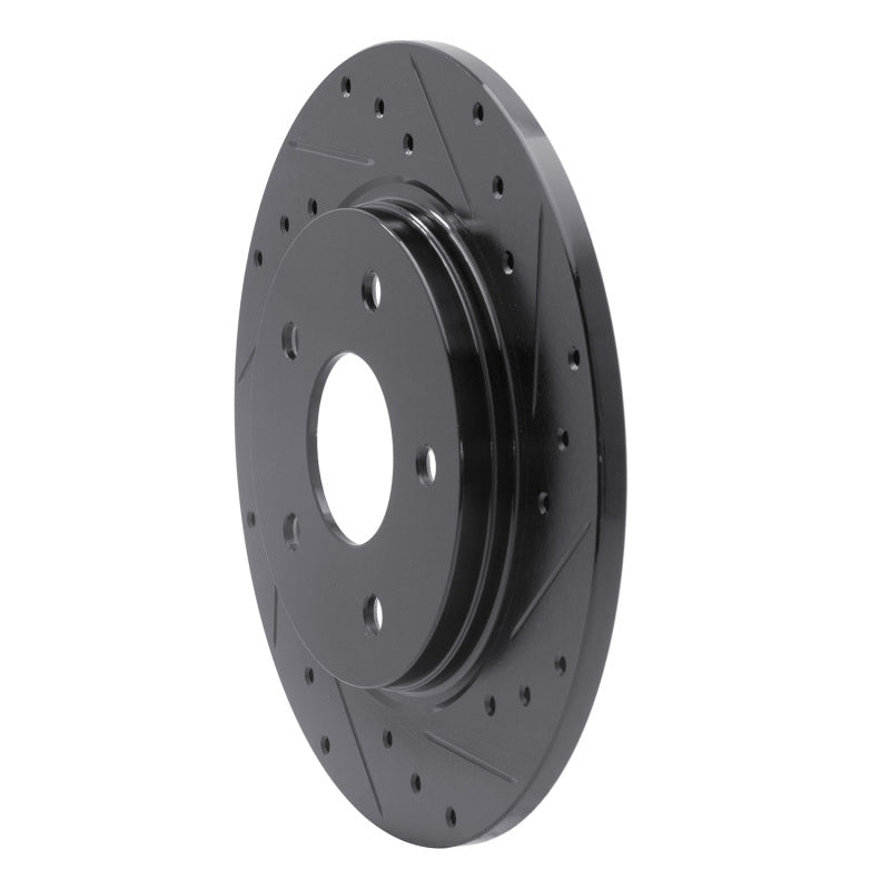 R1 08-16 Chrysler Town & Country Rear Right Drilled & Slotted Black Brake Rotor