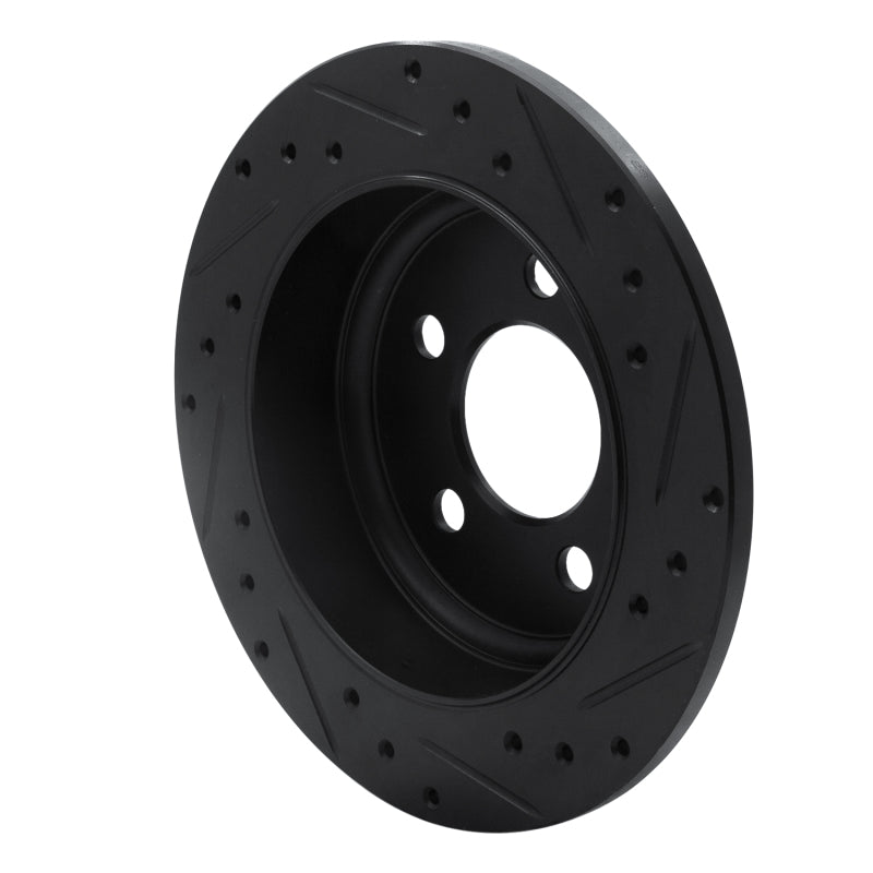 R1 03-07 Jeep Liberty Rear Left Drilled & Slotted Black Brake Rotor