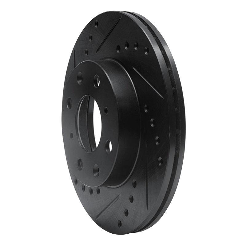 R1 86-91 Acura Integra Front Left Drilled & Slotted Black Brake Rotor