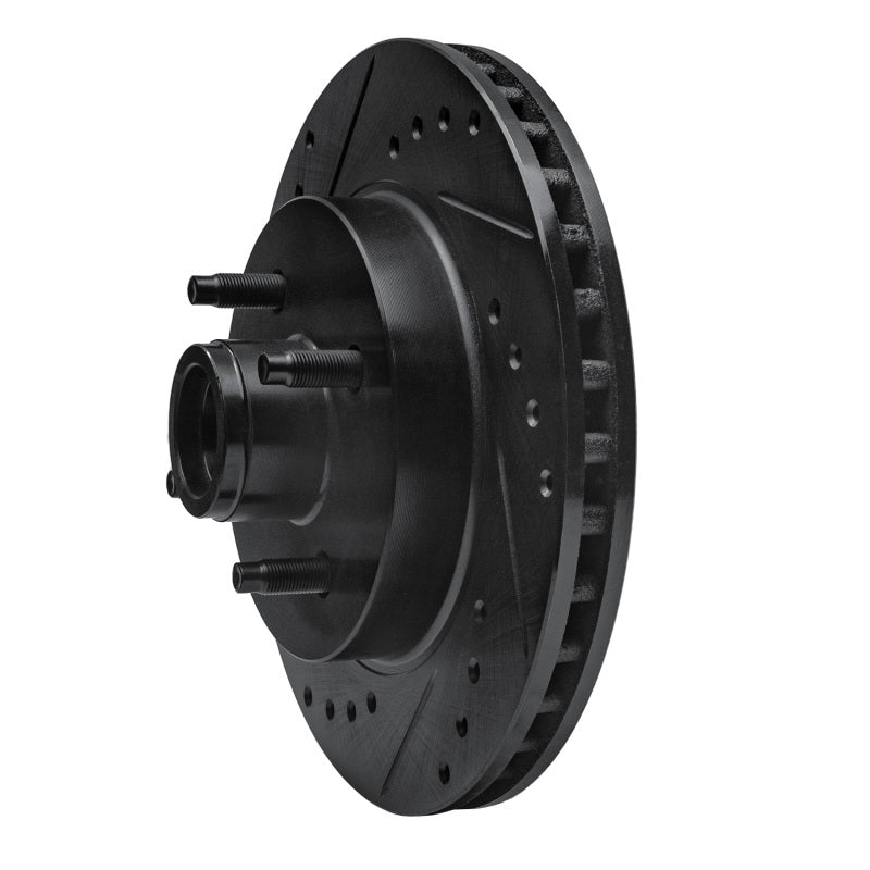 R1 87-93 Ford Mustang Front Left Drilled & Slotted Black Brake Rotor