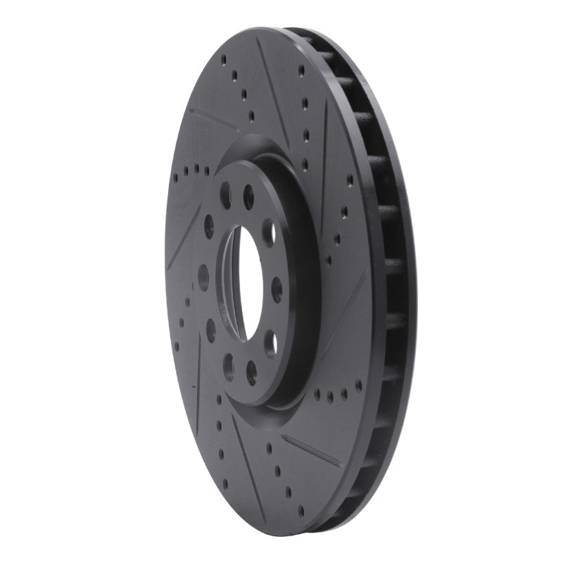 R1 2013-2023 Chrysler 200 Front Right Drilled & Slotted Black Brake Rotor