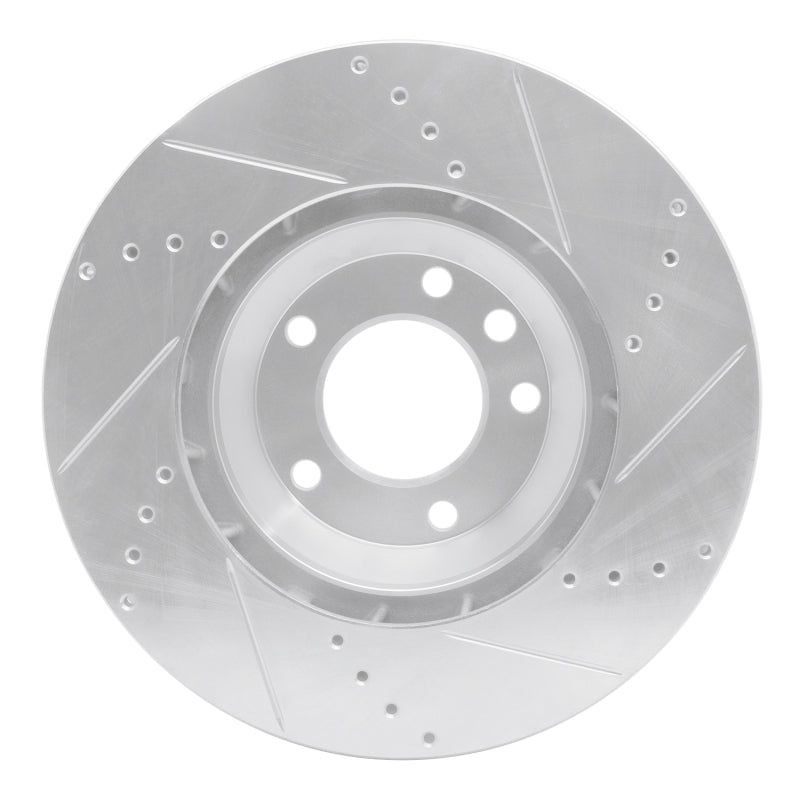 R1 03-15 Audi Q7 Right Front Drilled & Slotted Silver Brake Rotor