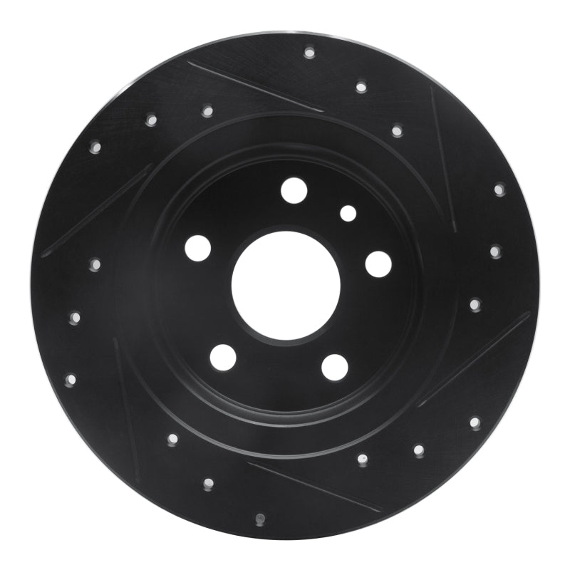 R1 11-22 Buick Encore Rear Left Drilled & Slotted Black Brake Rotor
