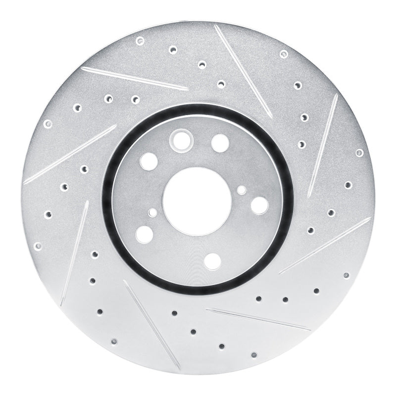 R1 06-20 Lexus IS200T Right Front Drilled & Slotted Silver Brake Rotor