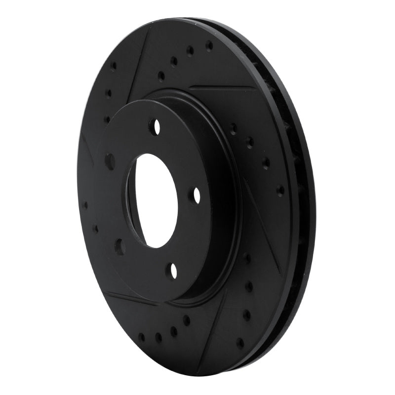 R1 92-03 Mazda 929 Front Left Drilled & Slotted Black Brake Rotor