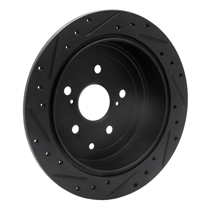 R1 10-20 Lexus RX450h Rear Right Drilled & Slotted Black Brake Rotor
