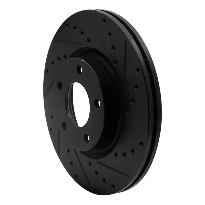 R1 04-15 Mazda 5 Front Right Drilled & Slotted Black Brake Rotor