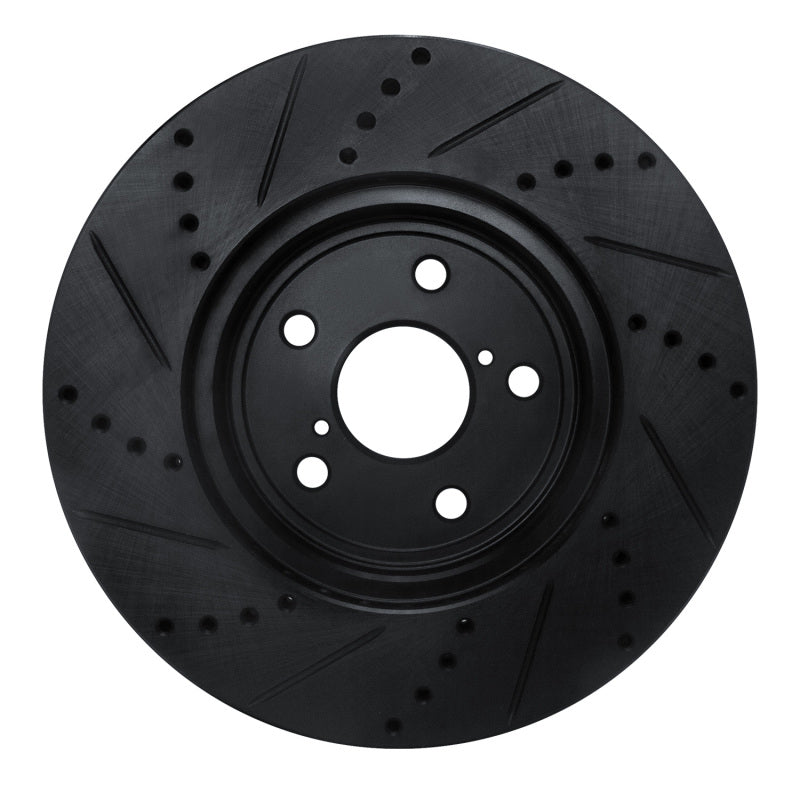 R1 01-06 Lexus LS430 Front Right Drilled & Slotted Black Brake Rotor