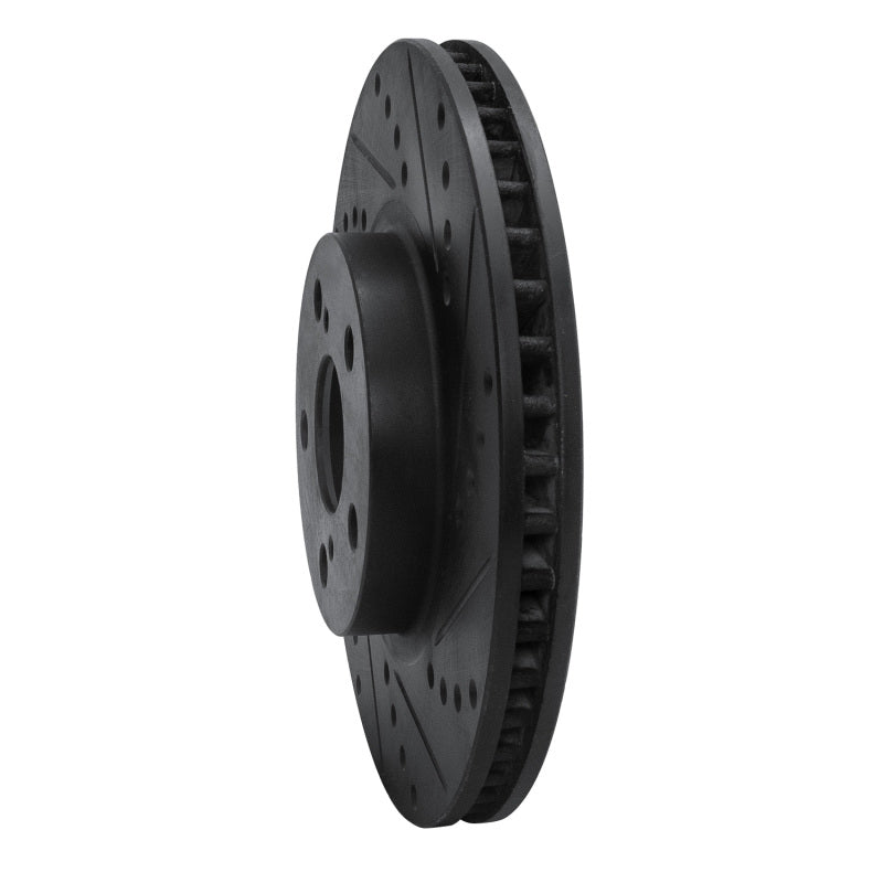 R1 00-10 Pontiac Vibe Front Right Drilled & Slotted Black Brake Rotor