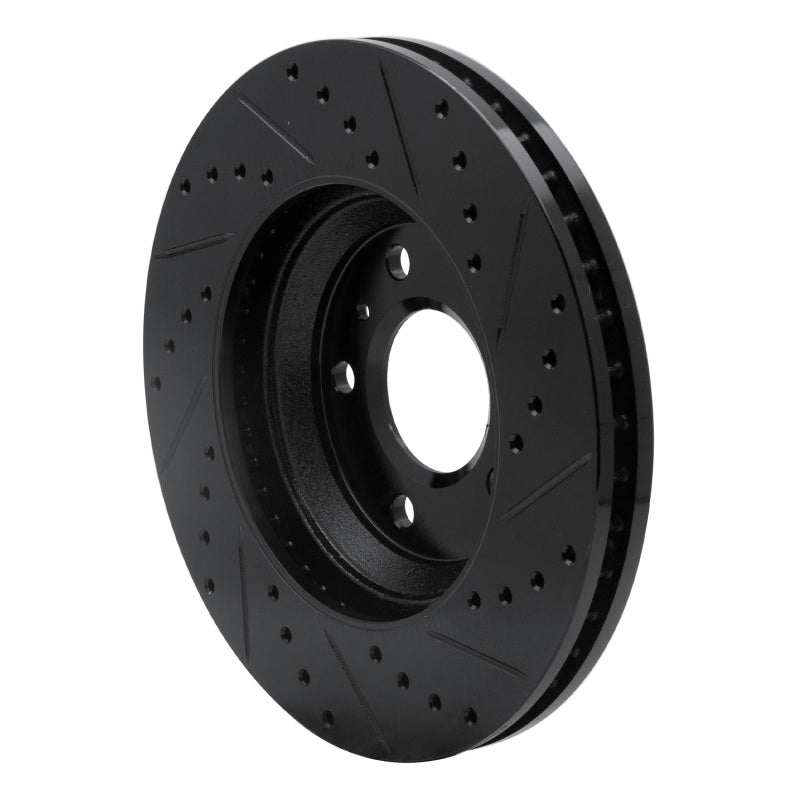 R1 06-16 Buick Lucerne Front Left Drilled & Slotted Black Brake Rotor