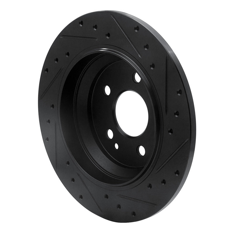 R1 16-23 Mercedes-Benz Metris Rear Left Drilled & Slotted Black Brake Rotor