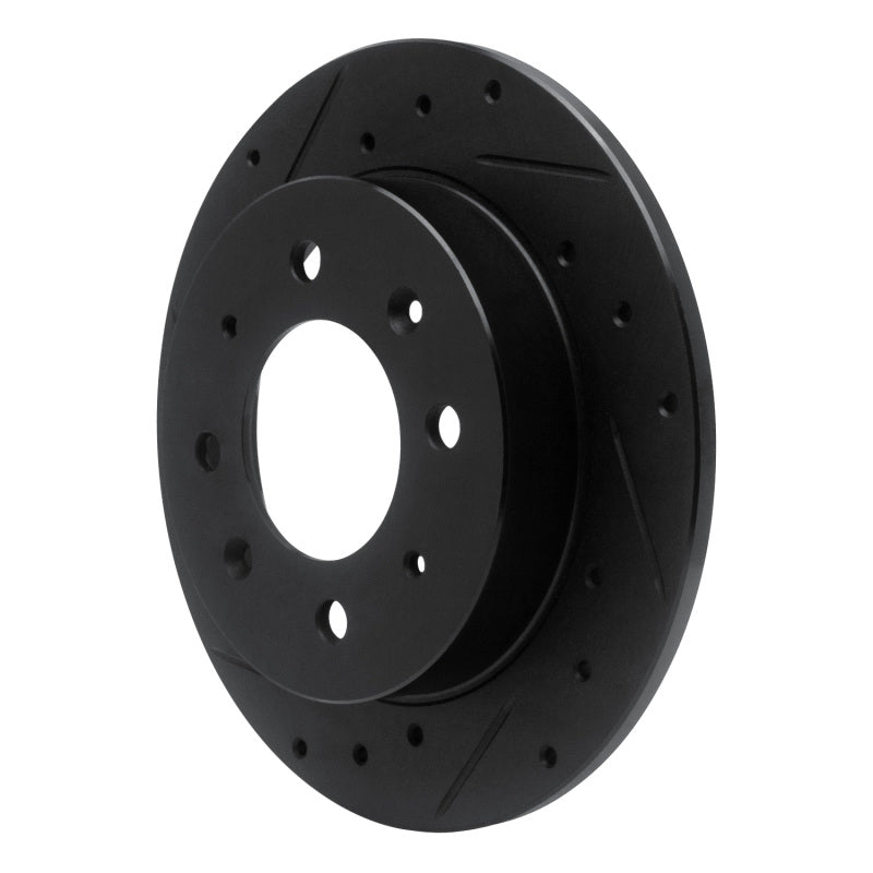 R1 04-09 Kia Spectra Rear Left Drilled & Slotted Black Brake Rotor