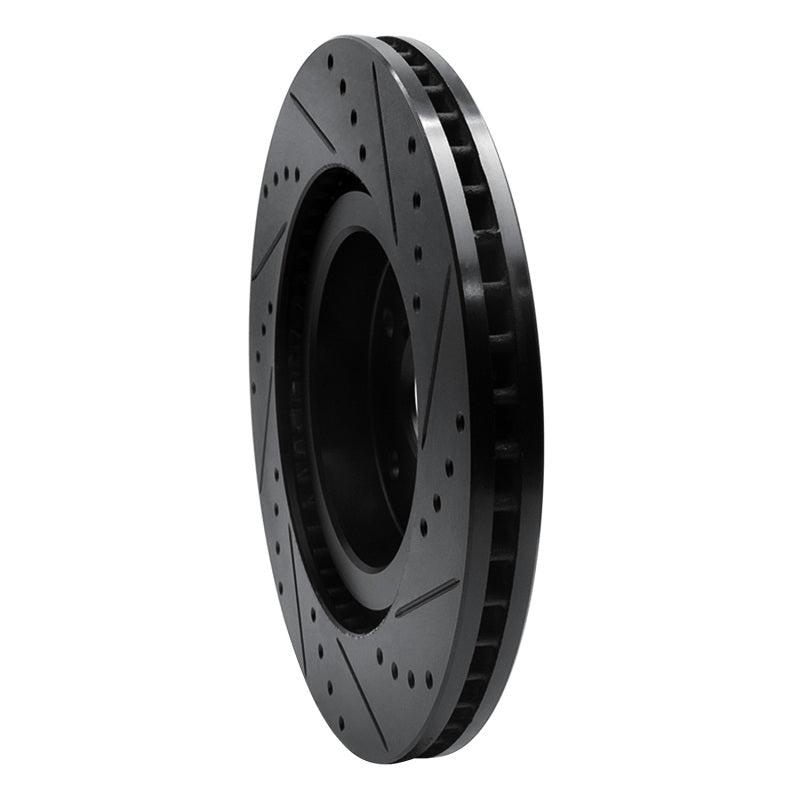 R1 -24 Subaru Forester Front Left Drilled & Slotted Black Brake Rotor