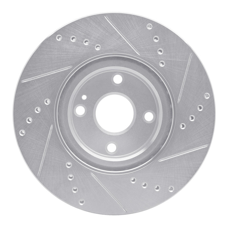 R1 2016-2025 Fiat 124 Spider Front Left Drilled & Slotted Silver Brake Rotor