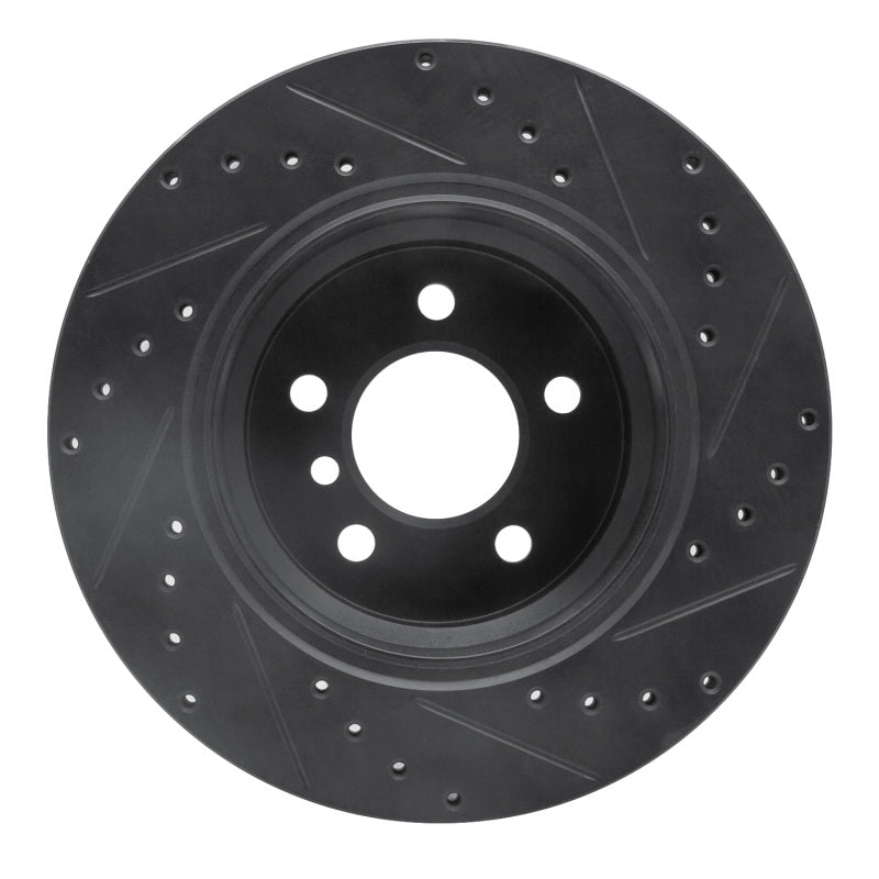 R1 02-06 BMW X5 Rear Left Drilled & Slotted Black Brake Rotor