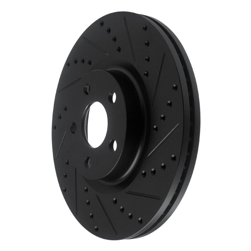 R1 17-20 Lincoln MKZ Front Right Drilled & Slotted Black Brake Rotor