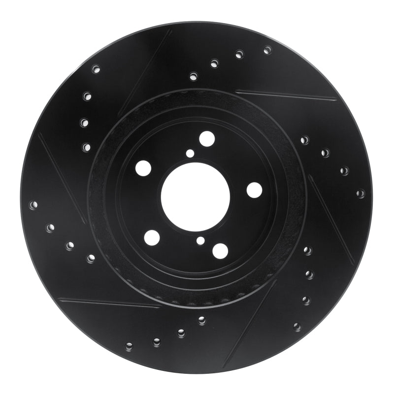 R1 90-16 Saab 9-2X Front Right Drilled & Slotted Black Brake Rotor