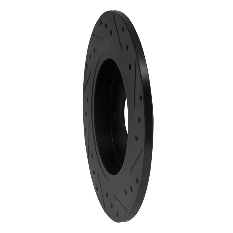 R1 02-04 Ford Focus Rear Left Drilled & Slotted Black Brake Rotor