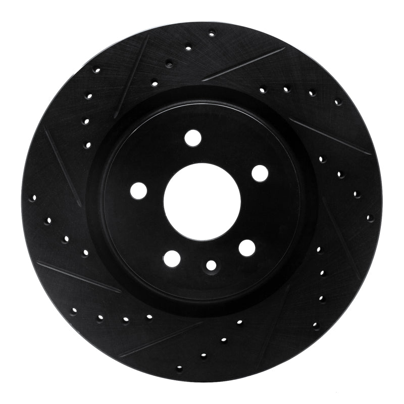 R1 09-10 Ford Taurus SHO Front Left Drilled & Slotted Black Brake Rotor