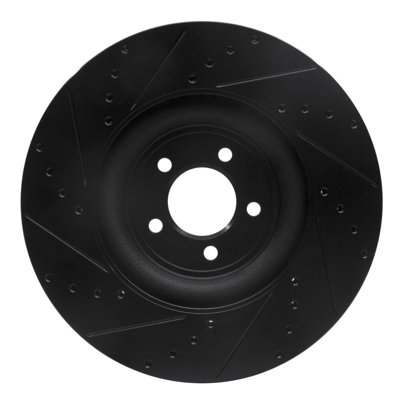 R1 06-21 Jaguar F-Type Front Right Drilled & Slotted Black Brake Rotor