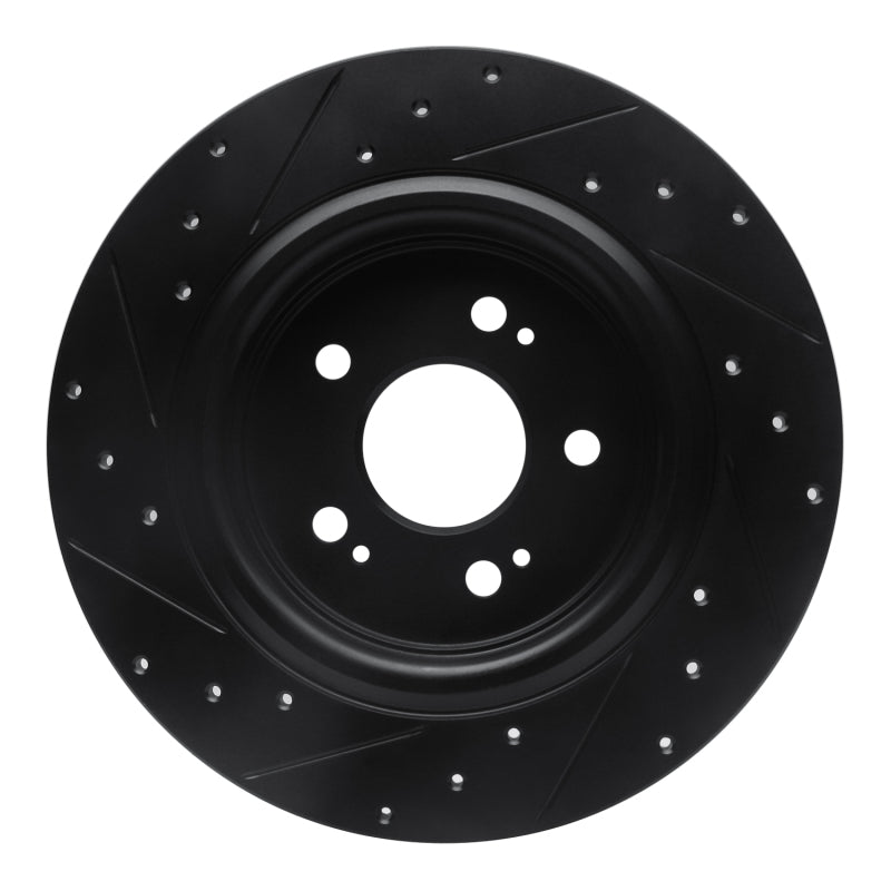 R1 18-25 Honda Odyssey Rear Right Drilled & Slotted Black Brake Rotor