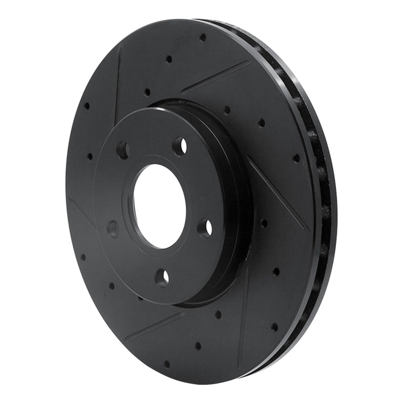 R1 12-18 Ford C-MAX Front Left Drilled & Slotted Black Brake Rotor