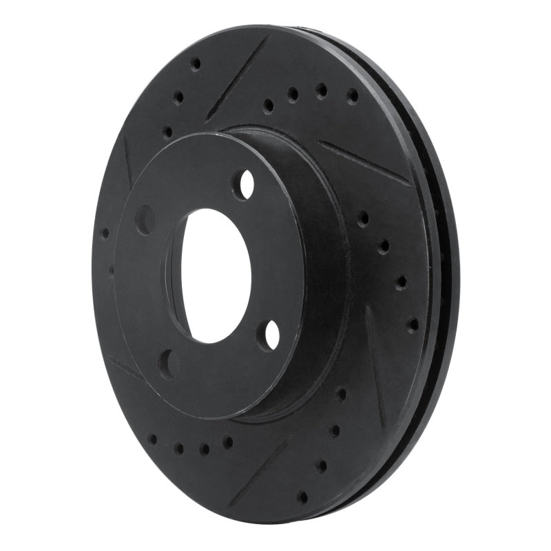 R1 90-91 Audi 90 Quattro Front Left Drilled & Slotted Black Brake Rotor