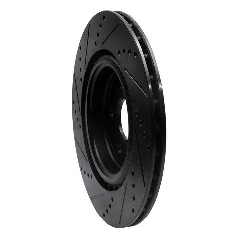 R1 2017-2020 Jaguar I-Pace Rear Right Drilled & Slotted Black Brake Rotor