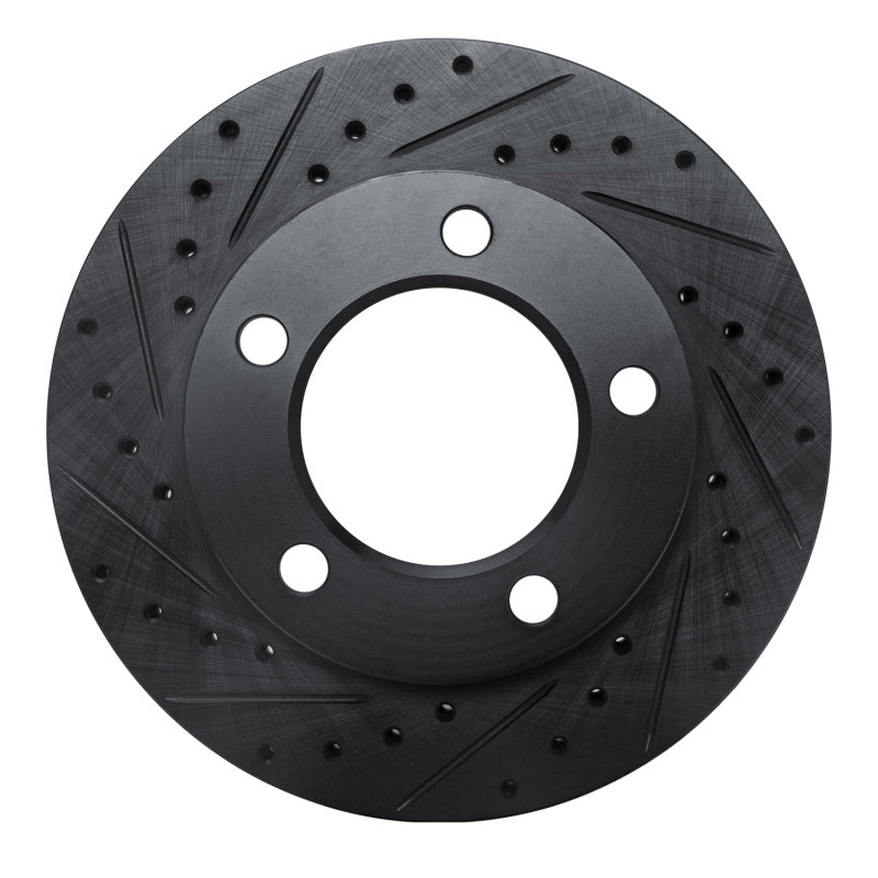 R1 94-96 Ford F-150 4WD Front Left Drilled & Slotted Black Brake Rotor