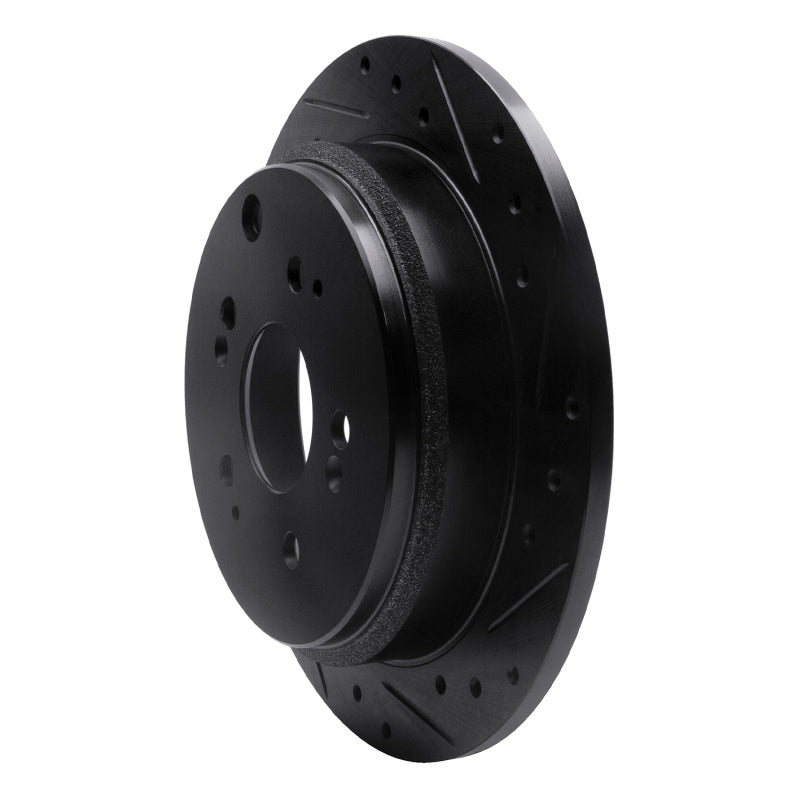 R1 05-10 Honda Odyssey Rear Right Drilled & Slotted Black Brake Rotor