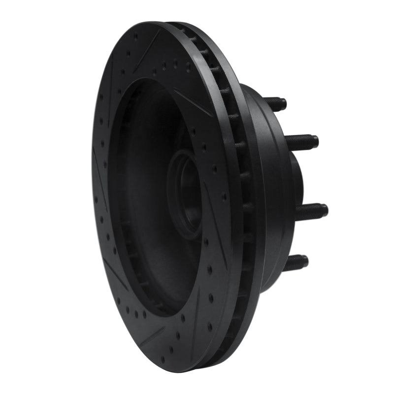 R1 80-85 Ford E-250 Econoline Club Wagon Front Right Drilled & Slotted Black Brake Rotor