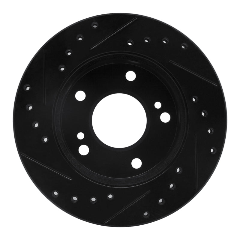 R1 94-96 Nissan 240SX Front Right Drilled & Slotted Black Brake Rotor