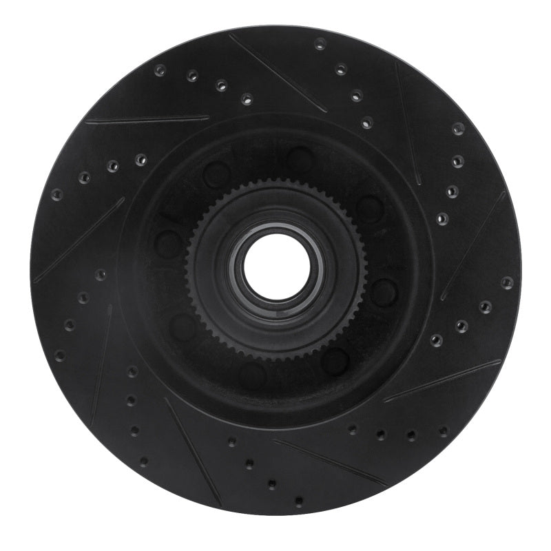 R1 08-25 Ford E-350 Super Duty Front Left Drilled & Slotted Black Brake Rotor