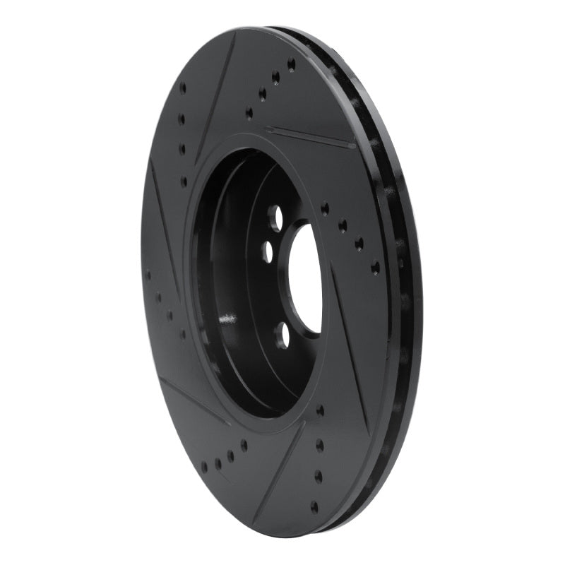 R1 07-15 Mini Cooper (Excl Clubman) Front Right Drilled & Slotted Black Brake Rotor