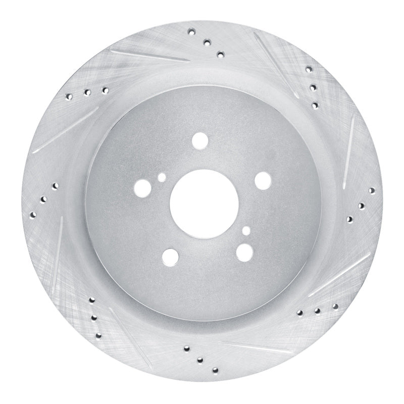 R1 16-22 Lexus RX350 Rear Right Drilled & Slotted Silver Brake Rotor