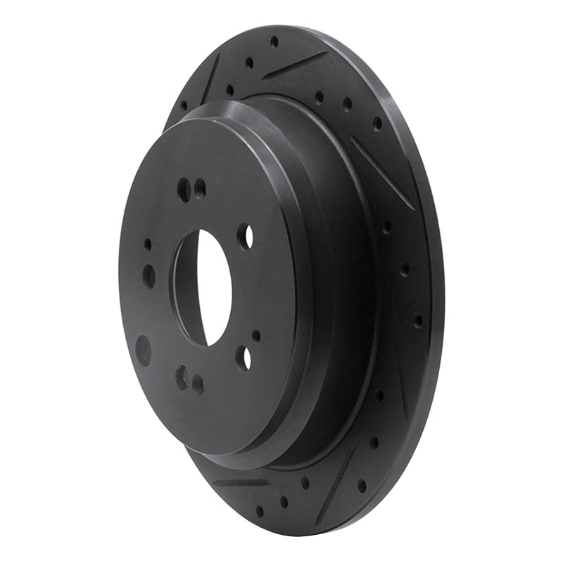 R1 05-10 Honda Odyssey Rear Left Drilled & Slotted Black Brake Rotor