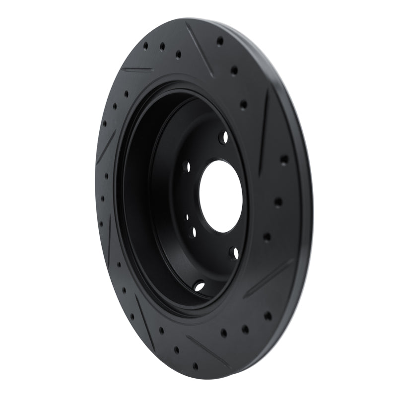 R1 09-20 Genesis G80 Rear Left Drilled & Slotted Black Brake Rotor