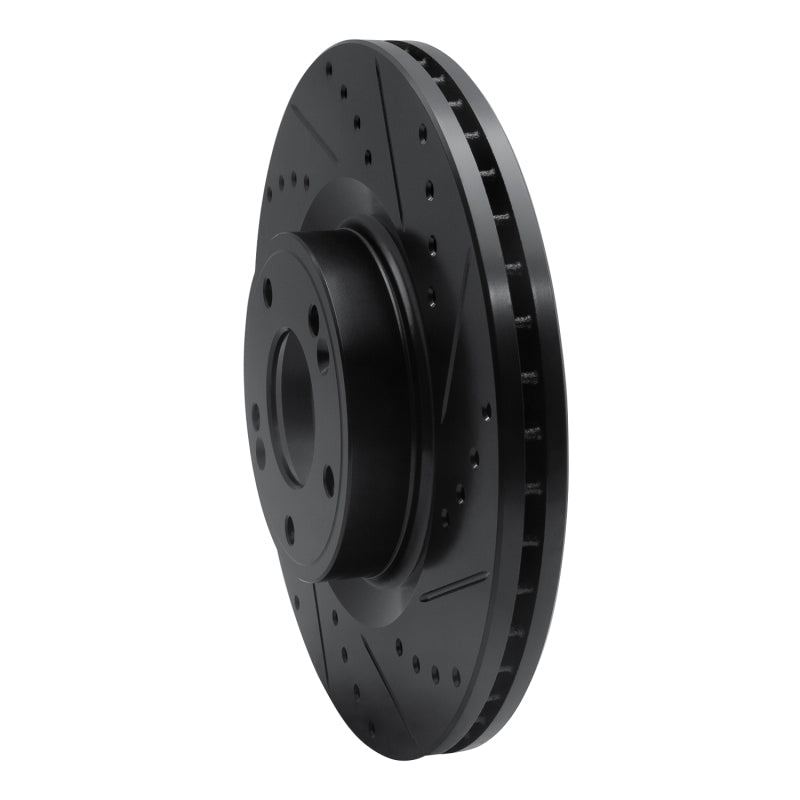 R1 10-16 Hyundai Genesis Coupe Front Right Drilled & Slotted Black Brake Rotor