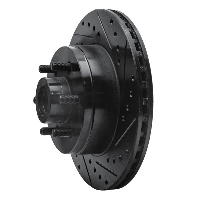 R1 91-96 Dodge Dakota RWD Front Right Drilled & Slotted Black Brake Rotor