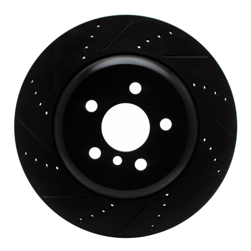 R1 17-25 BMW 430I Right Rear Drilled & Slotted Black Brake Rotor