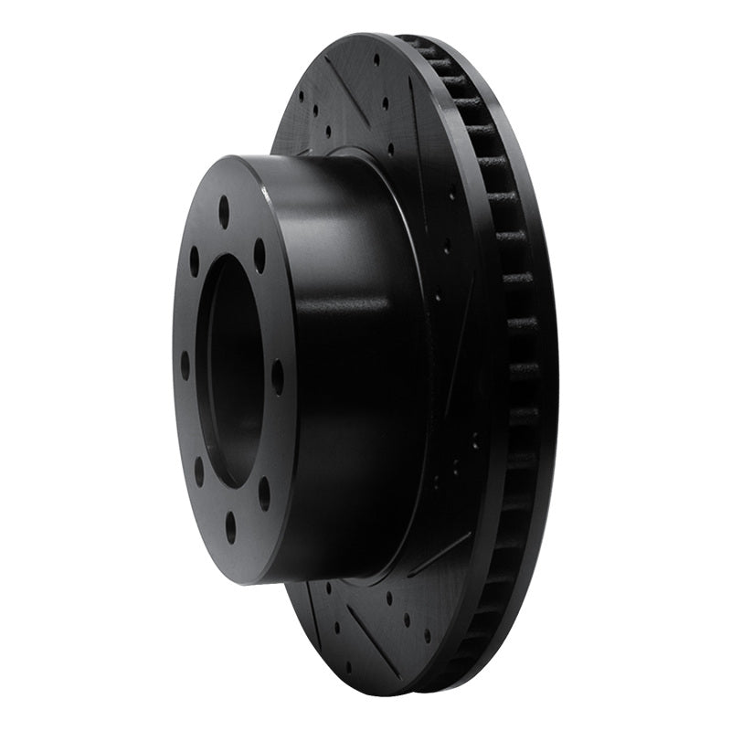 R1 03-08 Dodge Ram 3500 Front Right Drilled & Slotted Black Brake Rotor