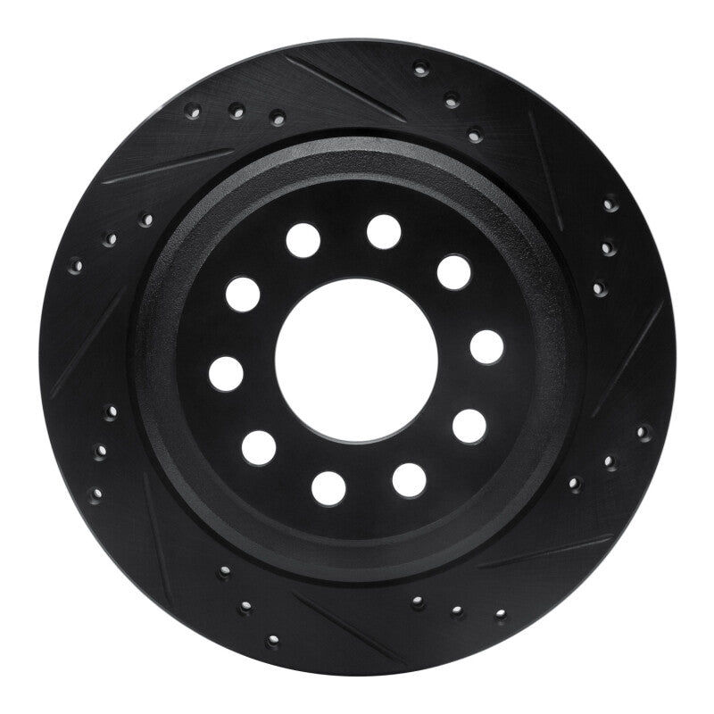 R1 03-11 Lincoln Town Car Rear Right Drilled & Slotted Black Brake Rotor