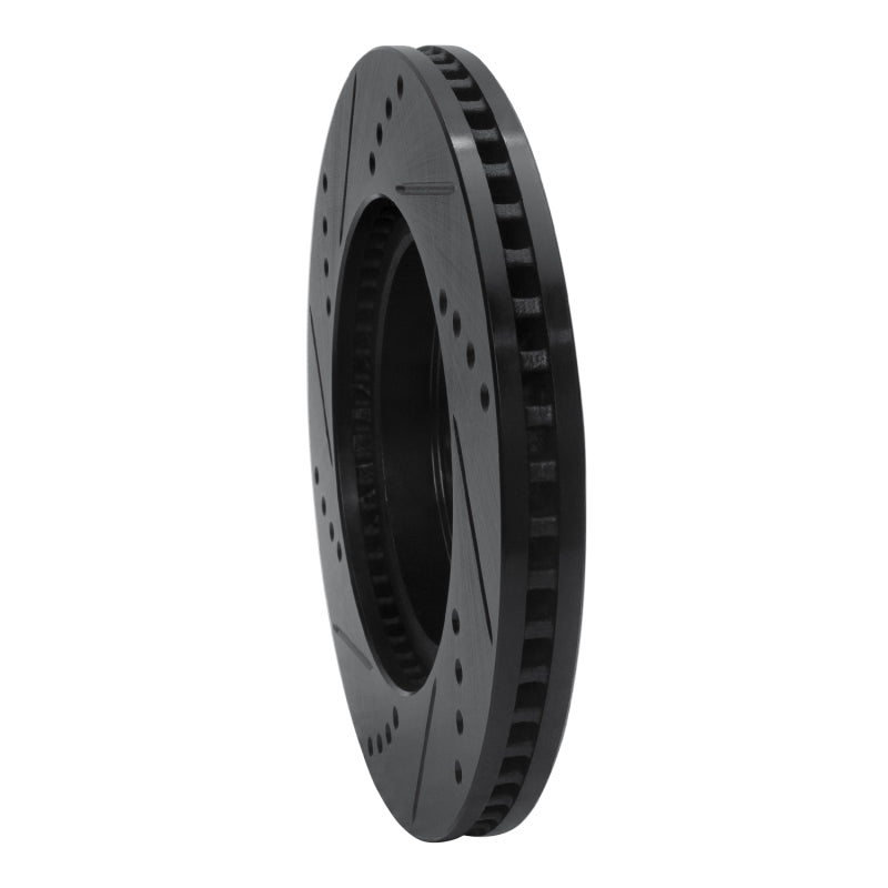 R1 06-18 Lexus HS250H Front Right Drilled & Slotted Black Brake Rotor