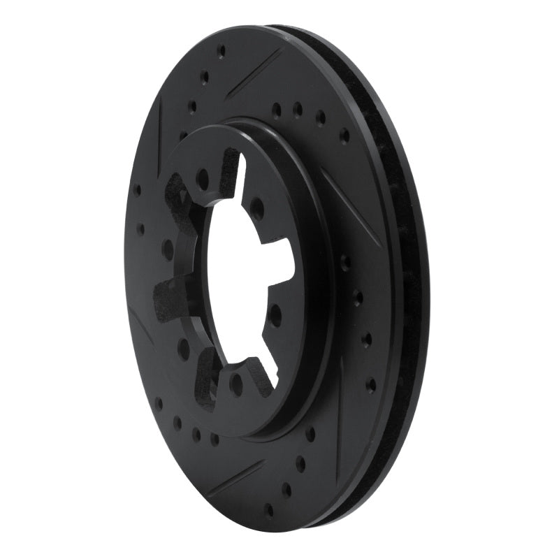 R1 85-97 Nissan 720 DATSUN Front Left Drilled & Slotted Black Brake Rotor