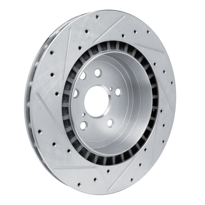 R1 08-14 Lexus IS F Rear Right Drilled & Slotted Silver Brake Rotor